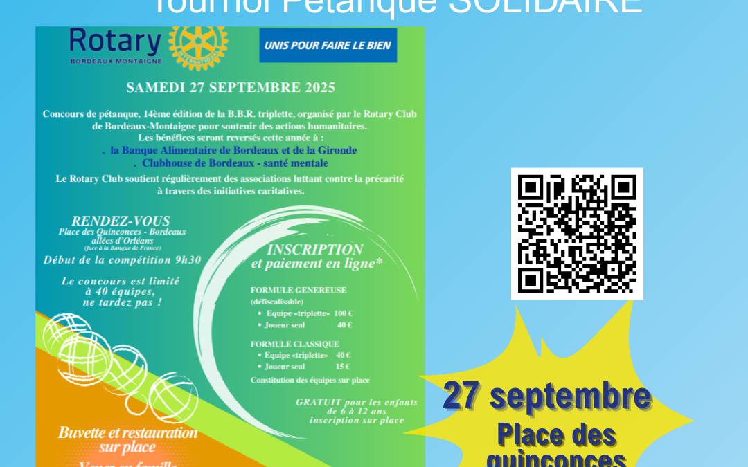 27 septembre : Tournoi de pétanque Solidaire